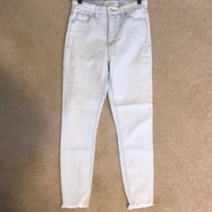Light blue, ankle length, light blue jeans